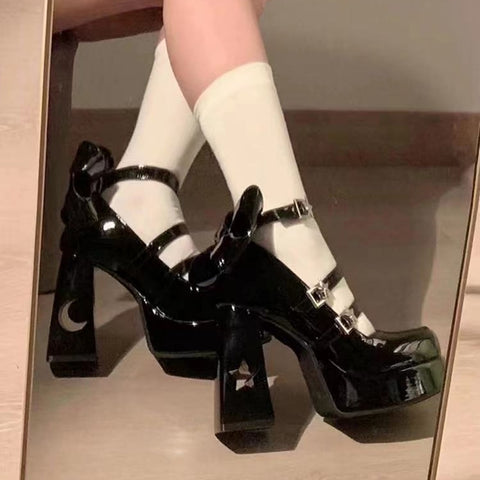 Women 2023 Spring Punk Thick Heel