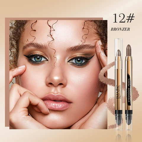 12-Color Eyeshadow Silkworm Blush Brighten Eye Makeup