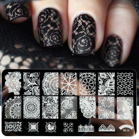 New Nail Stamping Lace Petals