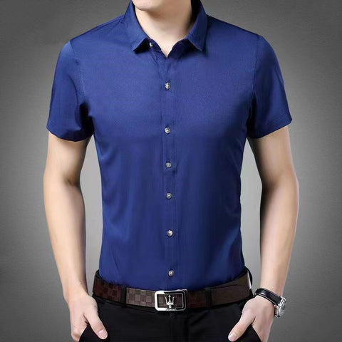 Men New Thin Plaid Smooth Shirts