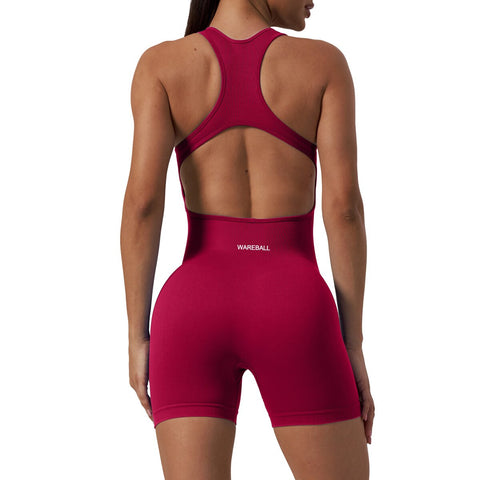 Women Ribbed One Piece Rompers Yoga Set