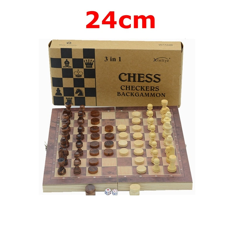 5Size Folding Wooden International Chess Set
