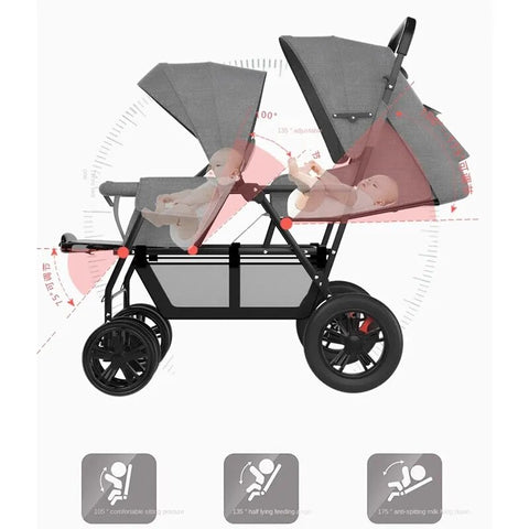 The Twin Strollers are Lightweight Breathable Foldable
