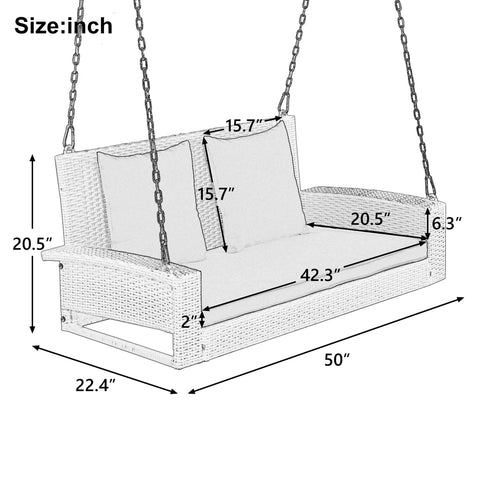 Outdoor Porch Swings - Hanging Patio Bench with Chains and Pillow