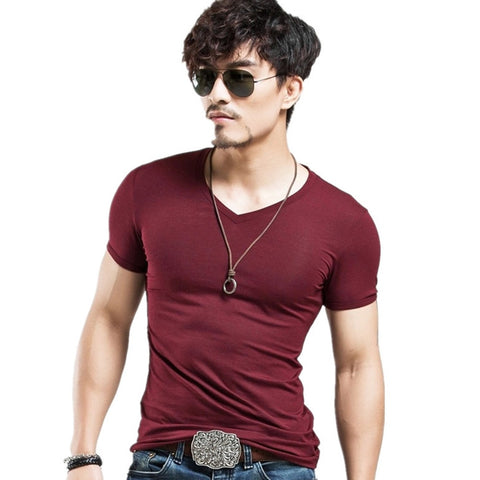 Men Fitness V neck T-shirts