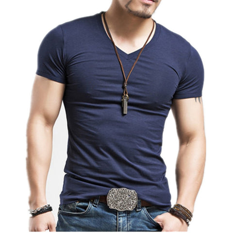 Men Fitness V neck T-shirts