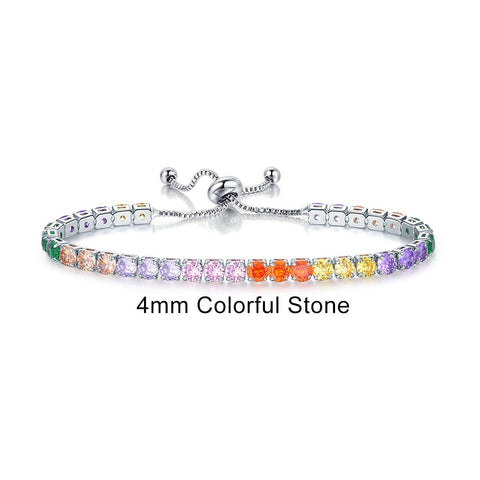 Women Rainbow Colorful Zircon Charm Bracelet