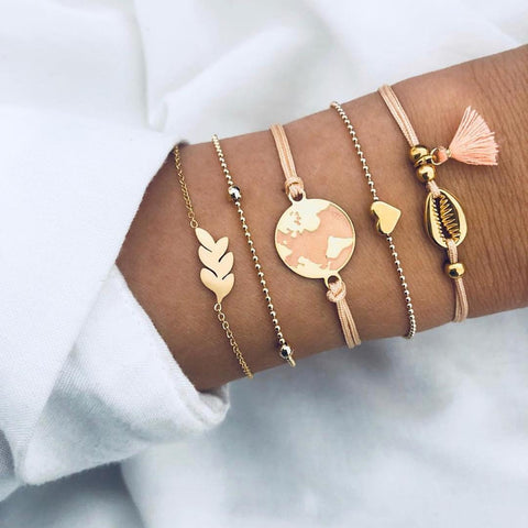 New Trendy Geometric Link Chain Bracelet Set