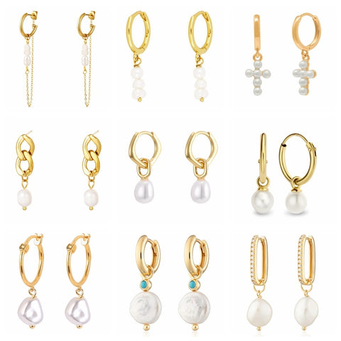 925 Sterling Silver Pearls Earrings