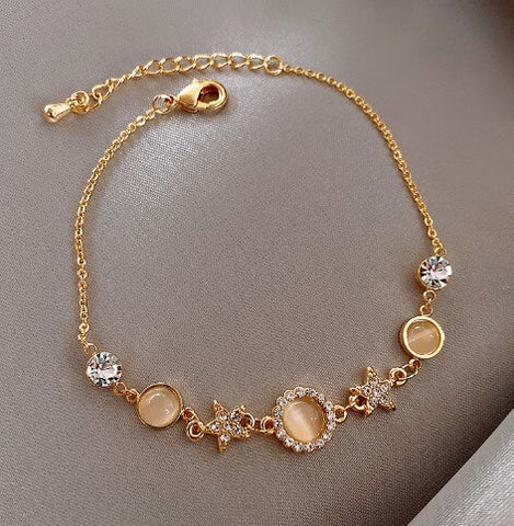 Women Luxury Moonstone Crystal Stars Bracelet
