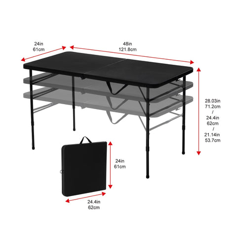 New 4 Foot Fold-In-Half Adjustable Table