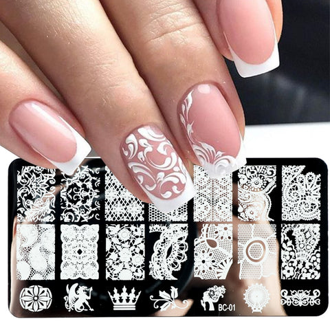 New Nail Stamping Lace Petals