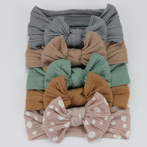 5pcs/Lot Cable Knit Bow Baby Headbands