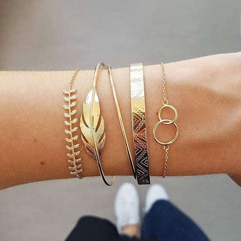 New Trendy Geometric Link Chain Bracelet Set