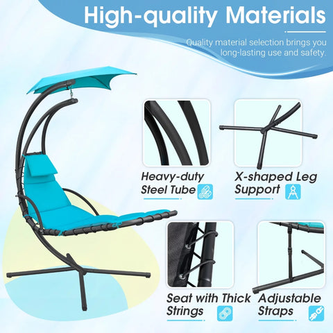 Vineego Outdoor Curved Hanging Chaise Lounge Chair Floating