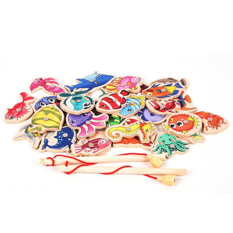 New Montessori Wooden Magnetic Fishing Toys