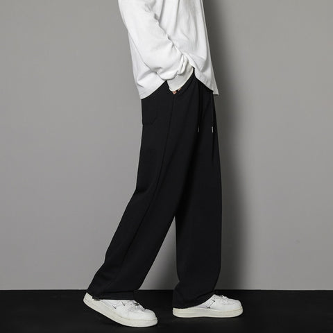 Mens Straight Large Size Loose Black Casual Pants