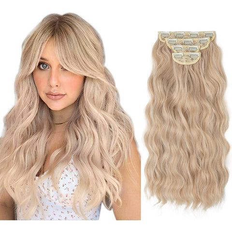 4pcs/set Synthetic Long Wavy Clip In Hair Extensions