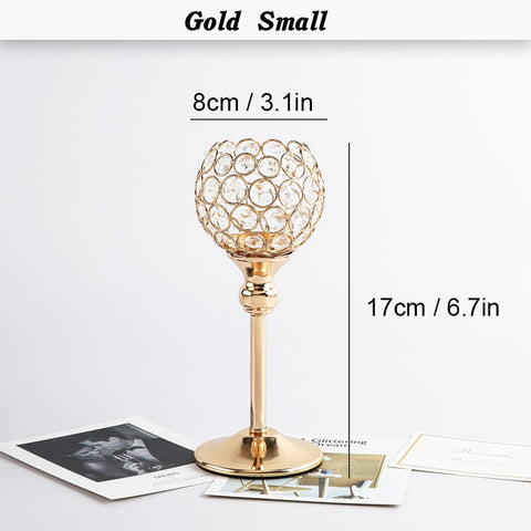 Golden Silver Crystal Wishing Candlestick Table