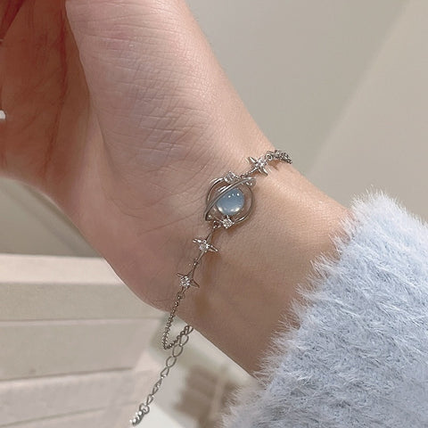 Women Luxury Moonstone Crystal Stars Bracelet