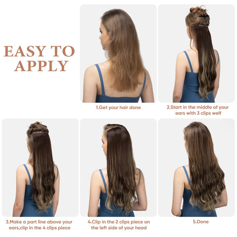 4pcs/set Synthetic Long Wavy Clip In Hair Extensions