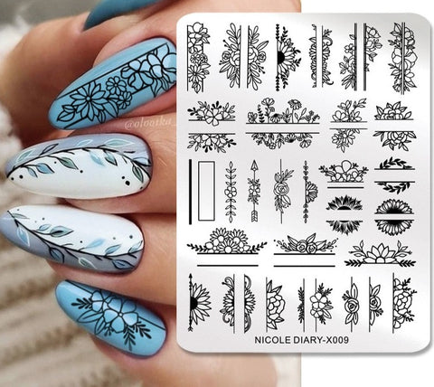 New Flower Stripe Design Stamping Plates