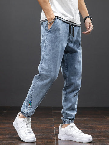 Summer Black Blue Cargo Jeans