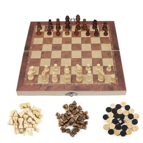 5Size Folding Wooden International Chess Set