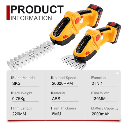 2 in 1 24V Cordless Electric Hedge Trimmer