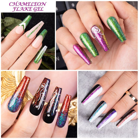 New Chameleon Flake Gel Nail Polish