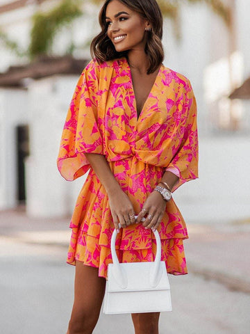 Women Sexy V Neck Mini Dresses