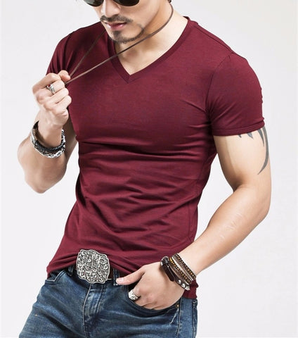 Men Fitness V neck T-shirts