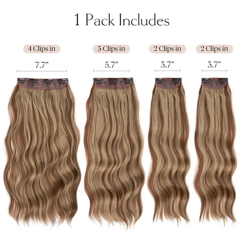 4pcs/set Synthetic Long Wavy Clip In Hair Extensions