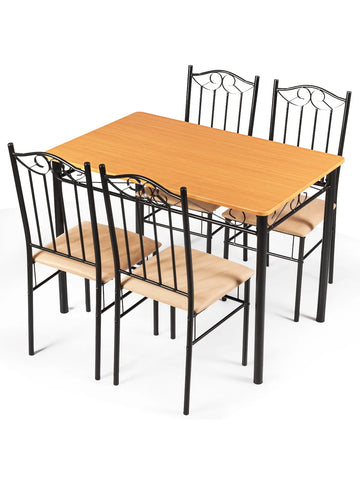 Dining Set Wood Metal Table 30'' and 4 Chairs