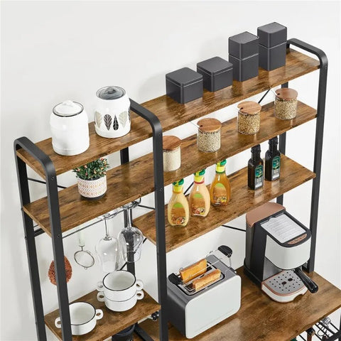 71inch H Baker's Rack Free Standing Microwave Stand, Rustic Brown House