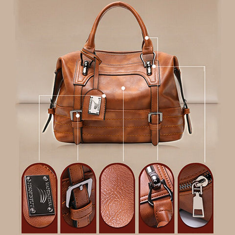 Womens Oil Wax Leather One Shoulder Crossbody Bag