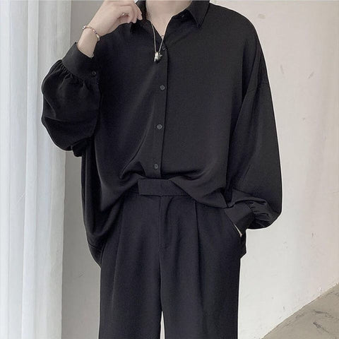 Men Comfortable Blouses Casual Loose Single Breasted Shirt