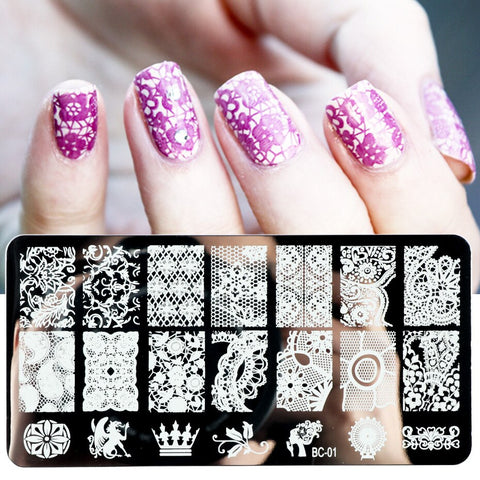 New Lace Flowers Nail Stamping Plates