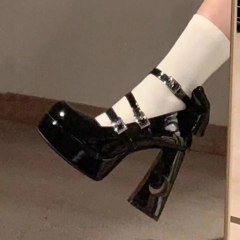 Women 2023 Spring Punk Thick Heel