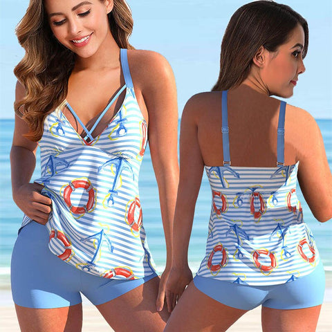 Women Flower Vintage Bodysuit Swim Beachwear