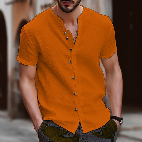Summer Men Casual Cotton Linen Shirt