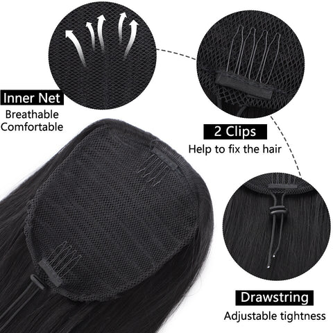30inch Synthetic Drawstring Ponytail  Clip