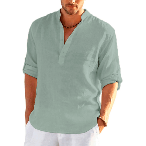 New Men Linen Long Sleeve T-Shirt