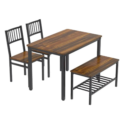 Gezen Dining Table Set with 2 Chairs and a Bench, Rectangular Console Table Side Table