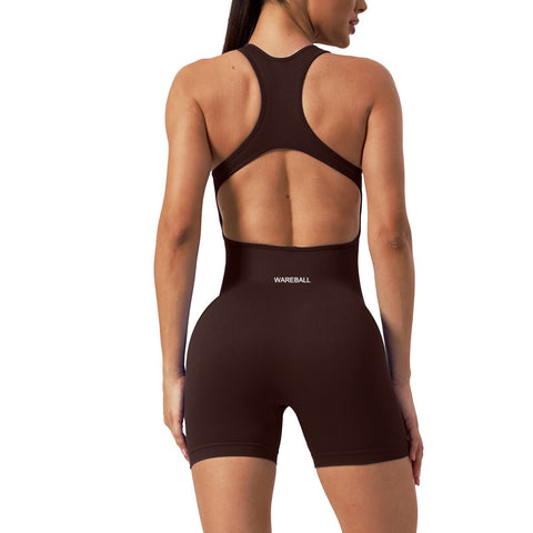 Women Ribbed One Piece Rompers Yoga Set