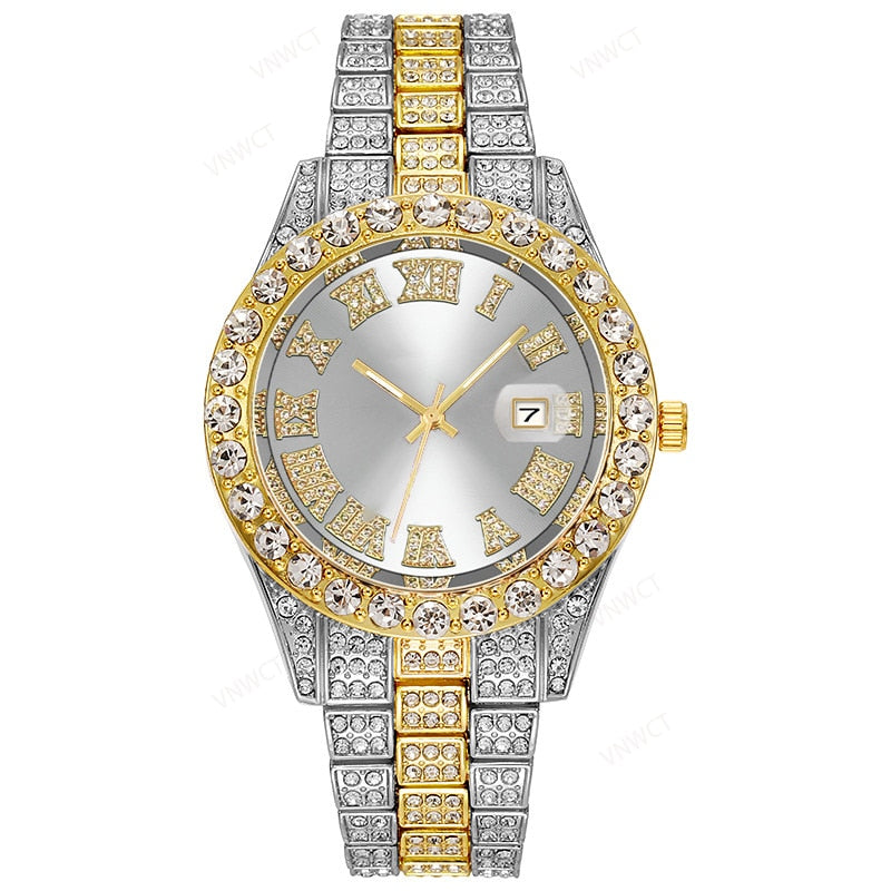New Gold Wrist Watch Luxury Rhinestone Bracelet