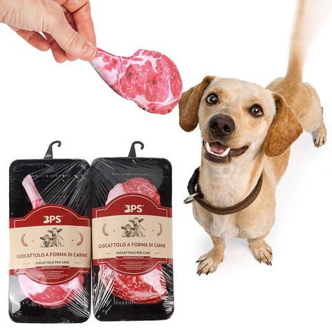 Pet Squeaky Steak Shape Chew Toy