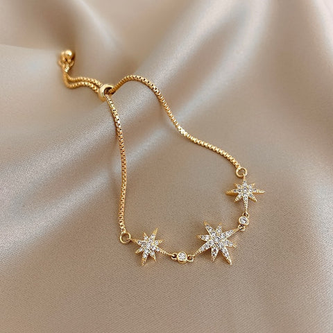 Women Luxury Moonstone Crystal Stars Bracelet
