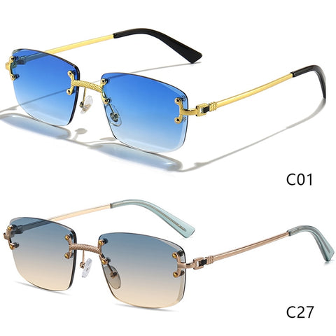 New Blue Gradient Lens Metal Sunglasses