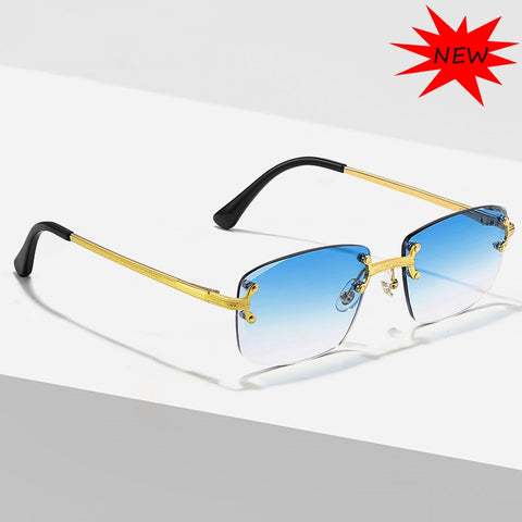 New Blue Gradient Lens Metal Sunglasses